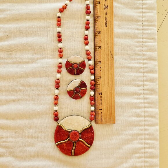 Vintage, beaded, statement necklace and earrings, excellent condition - Picture 12 of 15